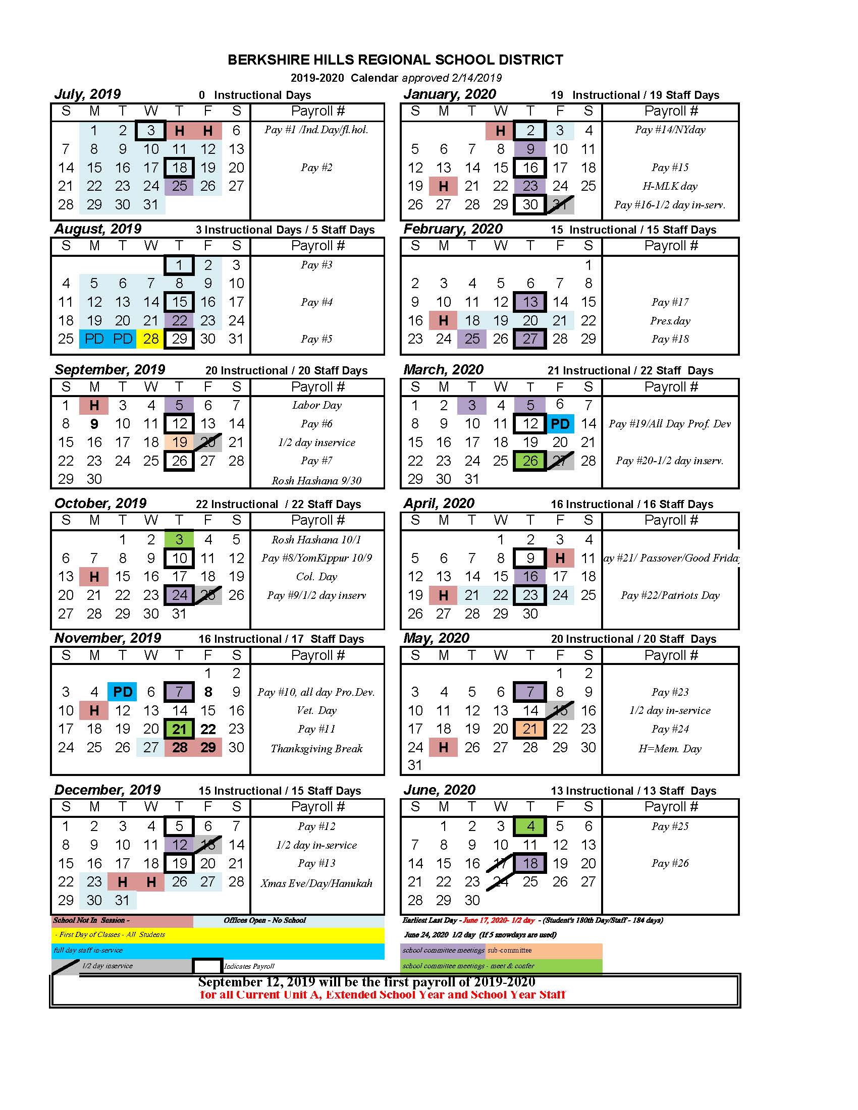 District Academic Calendar | Muddy Brook Regional Elementary School